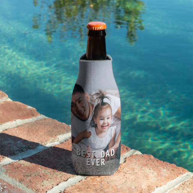 Best Dad Ever Custom Photo Beer Bottle Cooler (In Situ Pool)