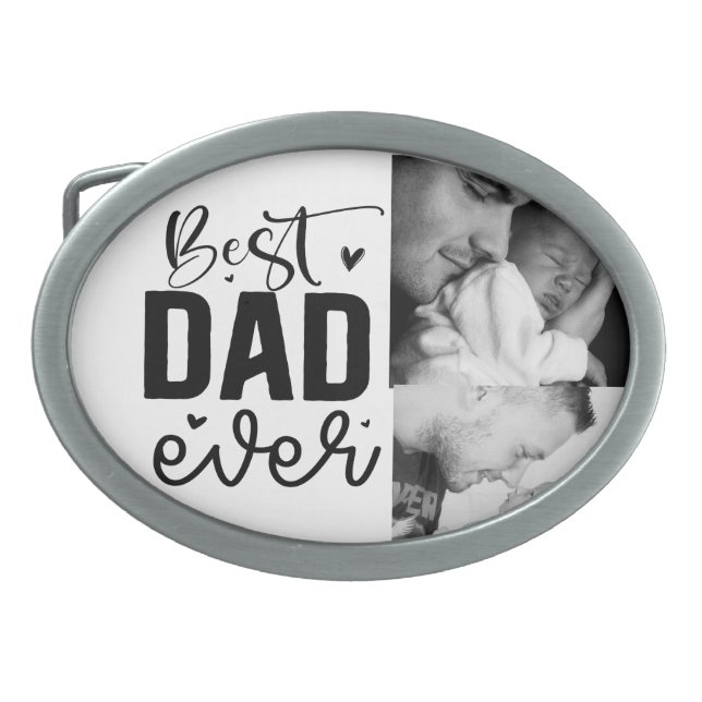 Best Dad Ever Custom Photo Belt Buckle (Front)