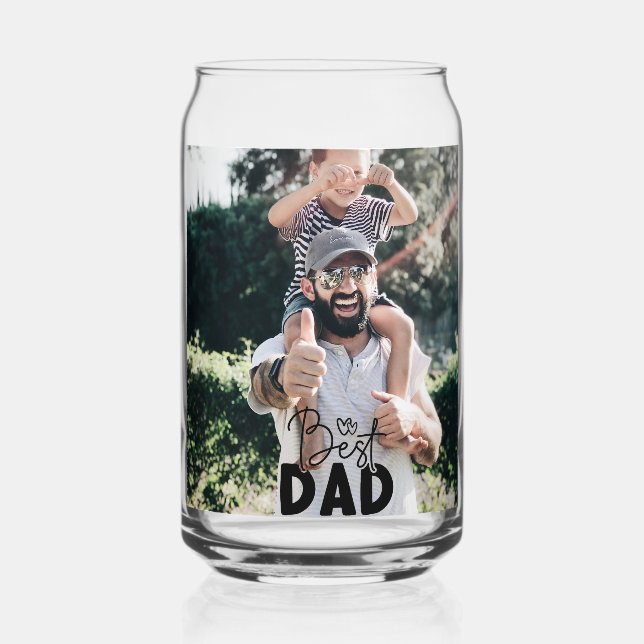 Best Dad Ever Custom Photo Can Glass (Back)
