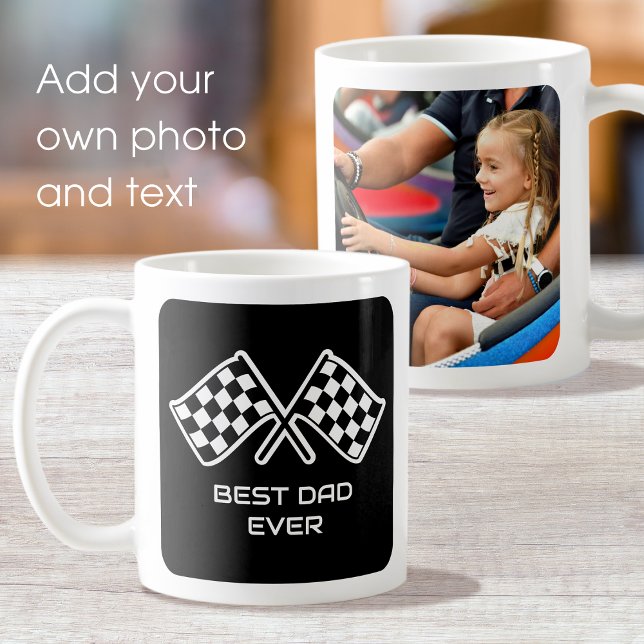 Best Dad Ever Custom Photo Car Flags Black Coffee Mug (Creator Uploaded)