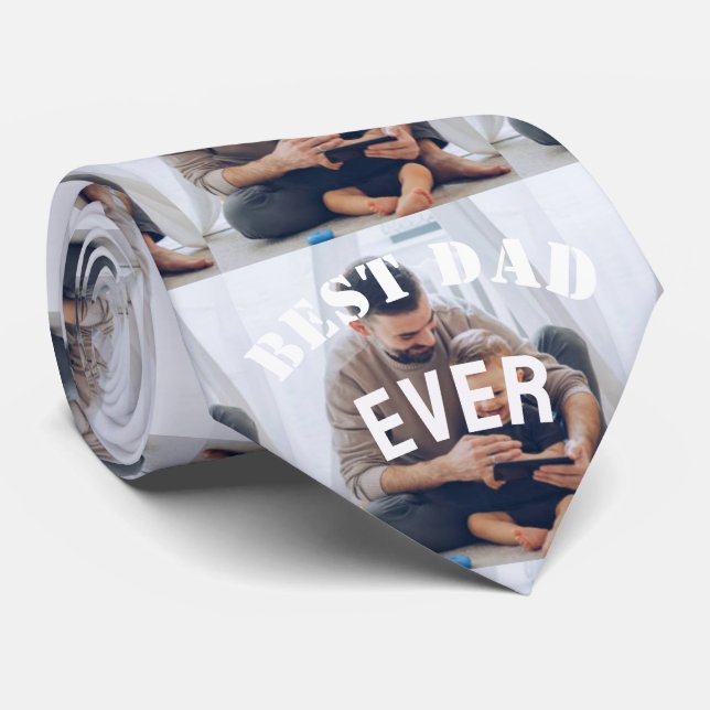 Best Dad Ever Custom Photo collage Create Your Own Neck Tie (Rolled)