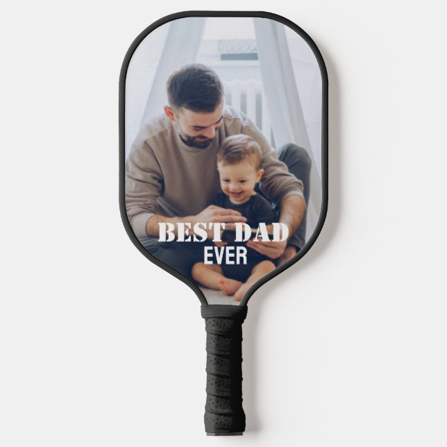 Best Dad Ever Custom Photo collage Create Your Own Pickleball Paddle (Front)