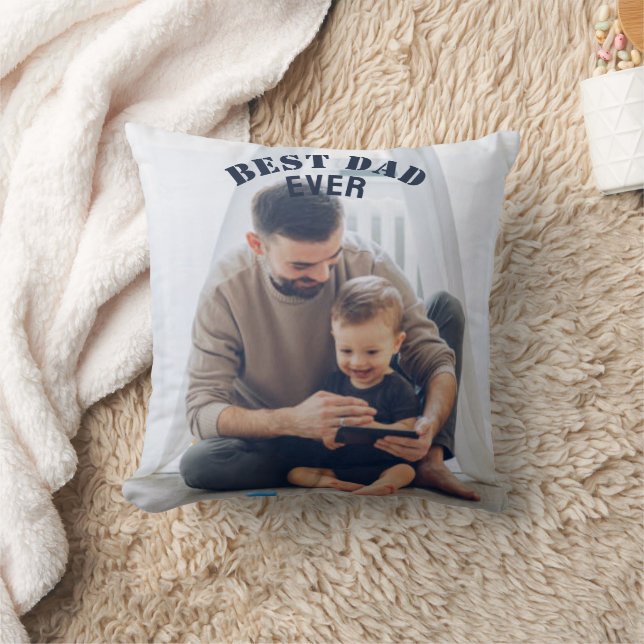 Best Dad Ever Custom Photo collage Create Your Own Throw Pillow (Blanket)
