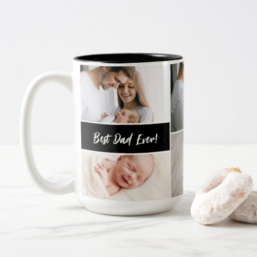 Best Dad Ever Custom Photo Collage Fathers day Two_Tone Coffee Mug