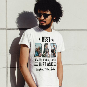 Best Dad Ever Custom Photo Collage & Kids Names T-Shirt