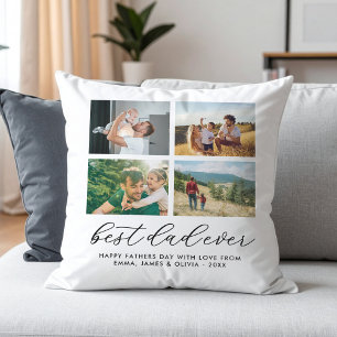 Best Dad Ever Custom Photo Collage Throw Pillow