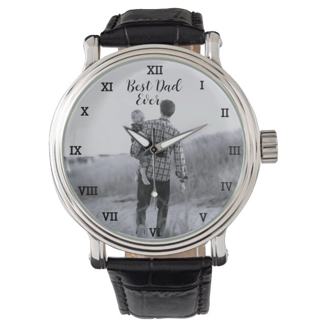 Best Dad Ever Custom Photo Create Your Own Pop Watch (Front)