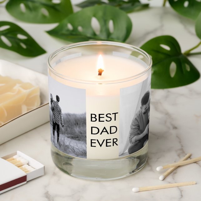 Best Dad Ever Custom Photo Create Your Own Scented Candle (Lit)
