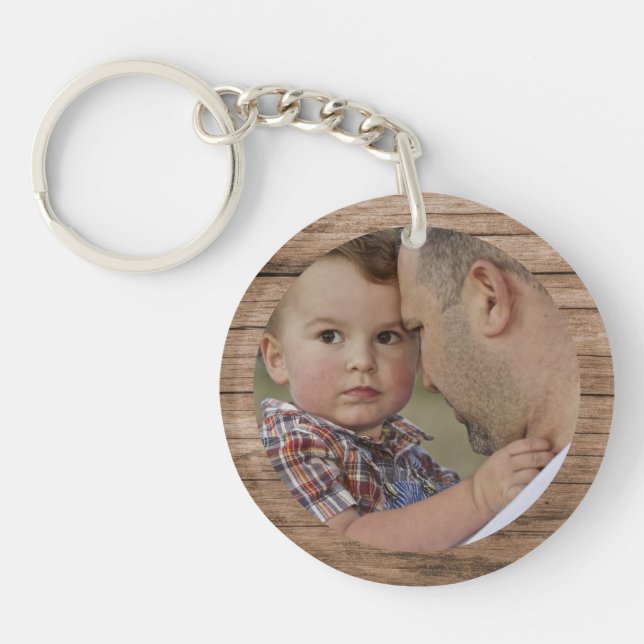 Best Dad Ever Custom Photo Create your own wood Keychain (Front)