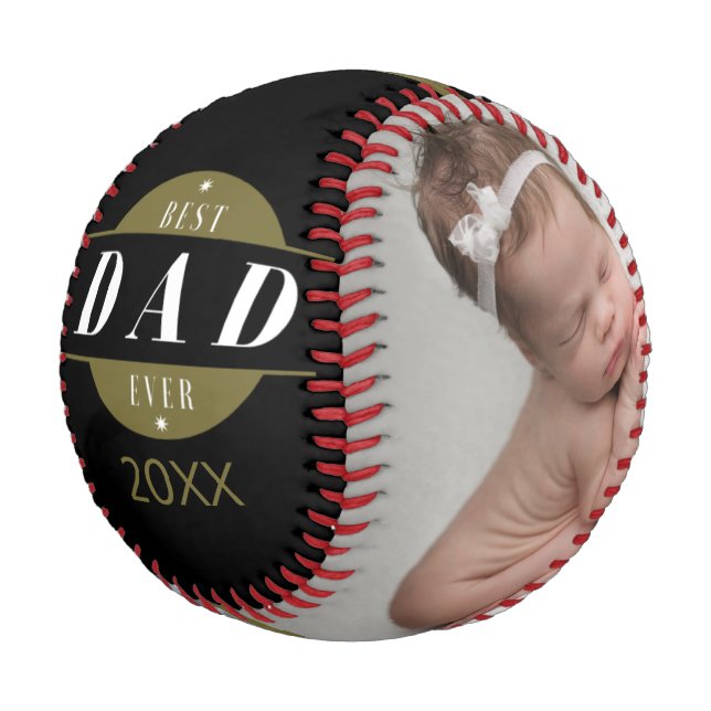 Best DAD Ever Custom Photo Fathers Day Baseball (Angled)