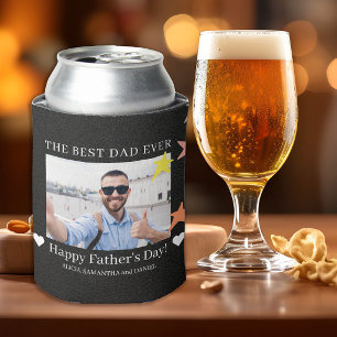 Best dad ever custom photo Father's Day black Can Cooler