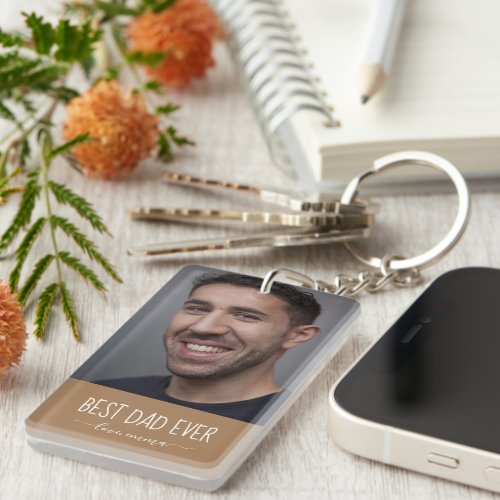 Best Dad Ever Custom Photo Fathers day Gift Keychain