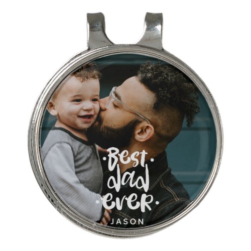 Best Dad Ever Custom Photo Fathers Day Gift Name  Golf Hat Clip