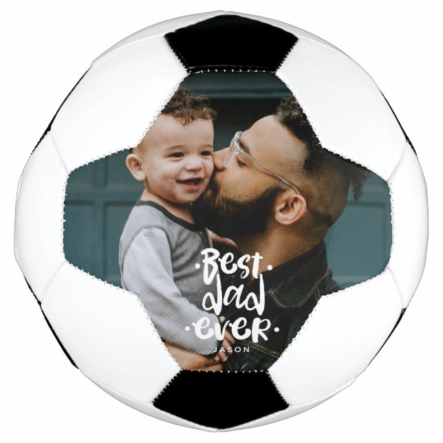 Best Dad Ever Custom Photo Father's Day Gift Name  Soccer Ball (Front)