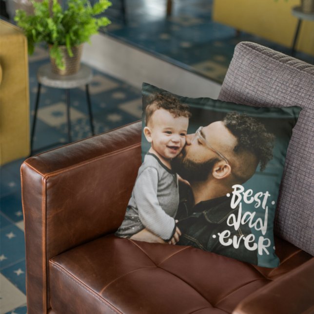 Best Dad ever Custom Photo Father's Day Gift Throw Pillow (Creator Uploaded)