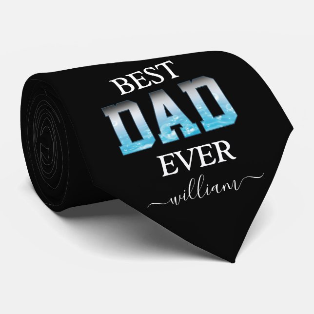 Best Dad Ever Custom Photo Father's Day  Neck Tie (Rolled)