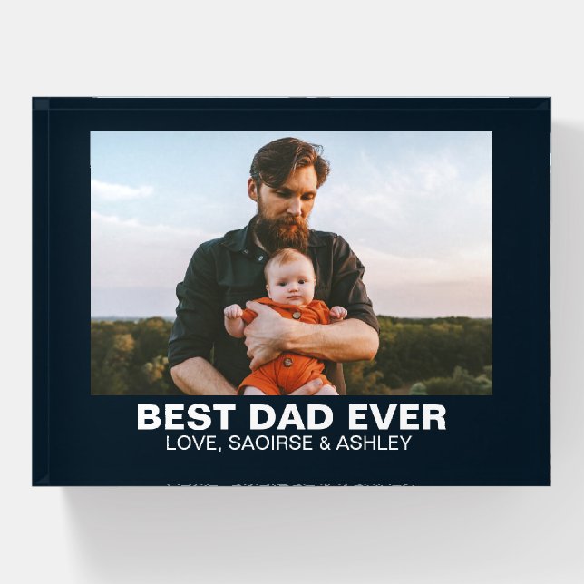 Best Dad Ever Custom Photo Father's Day Paperweight (Front)