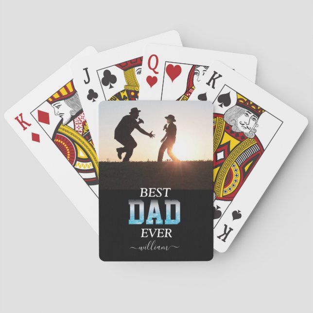 Best Dad Ever Custom Photo Father's Day  Poker Cards (Back)