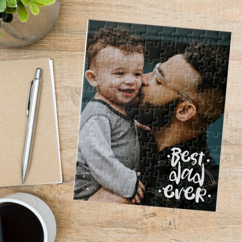 Best Dad ever Custom Photo Fathers Day Vertical Jigsaw Puzzle
