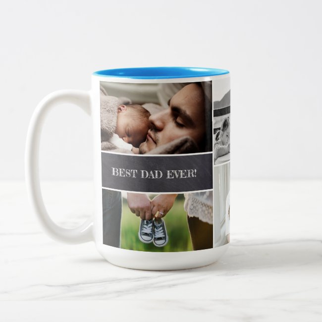 Best Dad Ever Custom Photo First time Daddy Two-Tone Coffee Mug