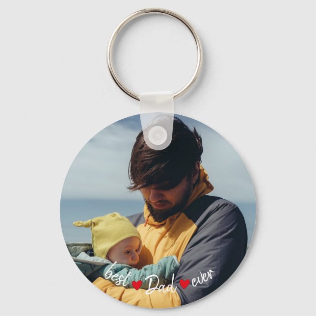 Best Dad Ever Custom Photo Keychain (Front)