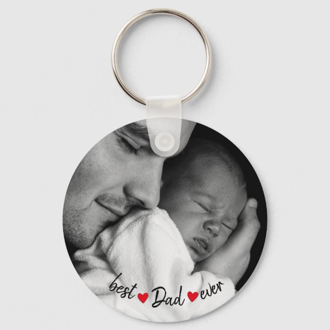 Best Dad Ever Custom Photo Keychain (Front)