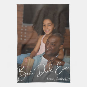 Best Dad Ever Custom Photo Kitchen Towel
