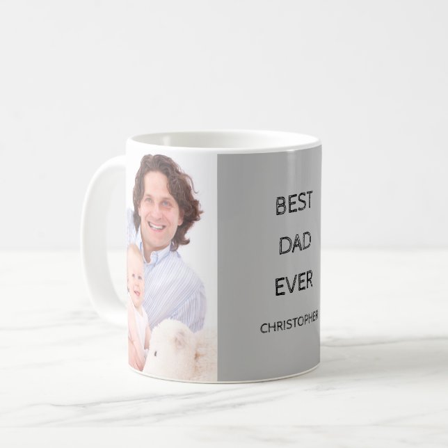 Best Dad Ever Custom Photo Name Mug (Front Left)
