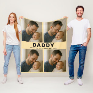 Best Dad Ever Custom Photo Personalized Father’s Fleece Blanket