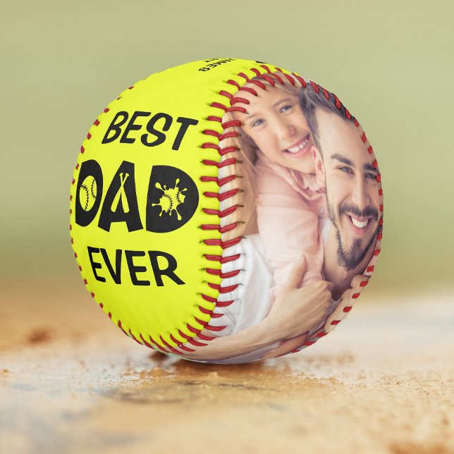 Best Dad Ever Custom Photo Personalized Name Softball (Creator Uploaded)
