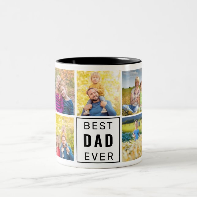 Best DAD Ever Custom Photo Personalized Two-Tone Coffee Mug (Center)