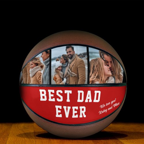 Best Dad Ever Custom Photo Red Basketball