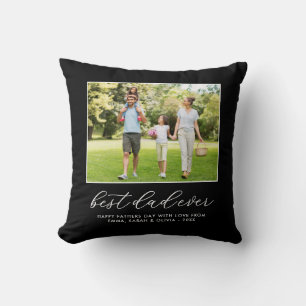 Best Dad Ever Custom Photo Throw Pillow