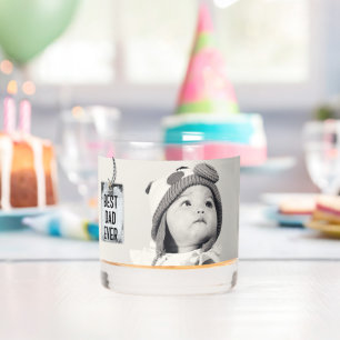Best Dad Ever Custom Photo Whiskey Glass