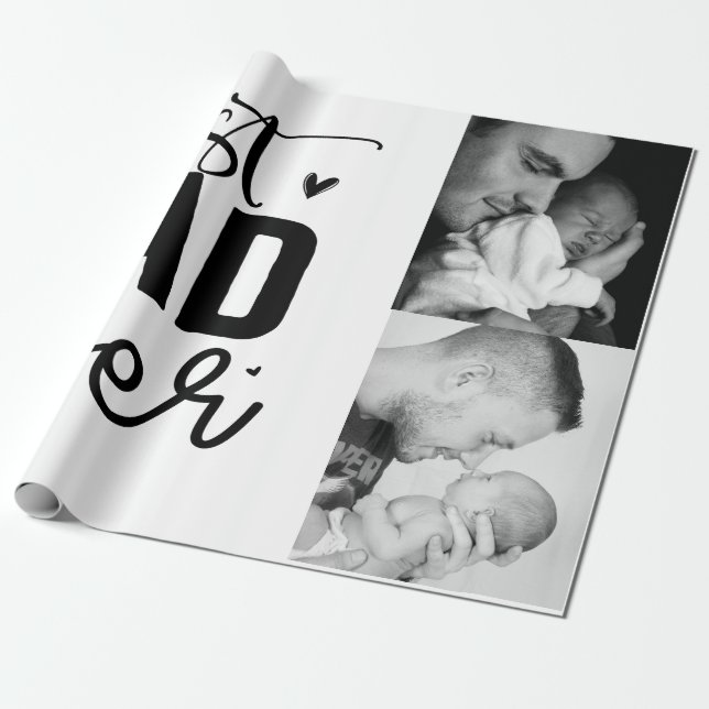 Best Dad Ever Custom Photo Wrapping Paper (Unrolled)
