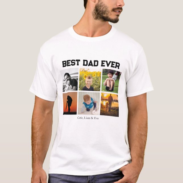 Best Dad Ever Customizable name and images T-Shirt (Front)