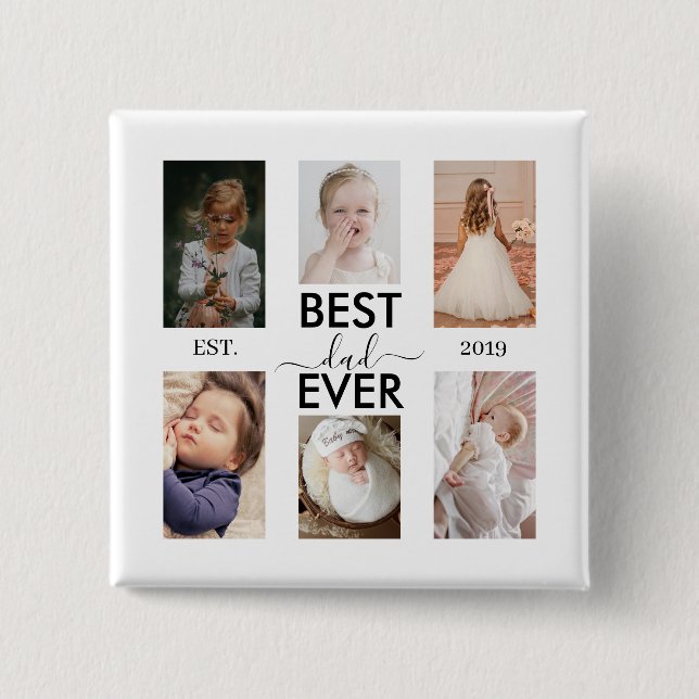 Best Dad Ever Customizable year and images Button (Front)