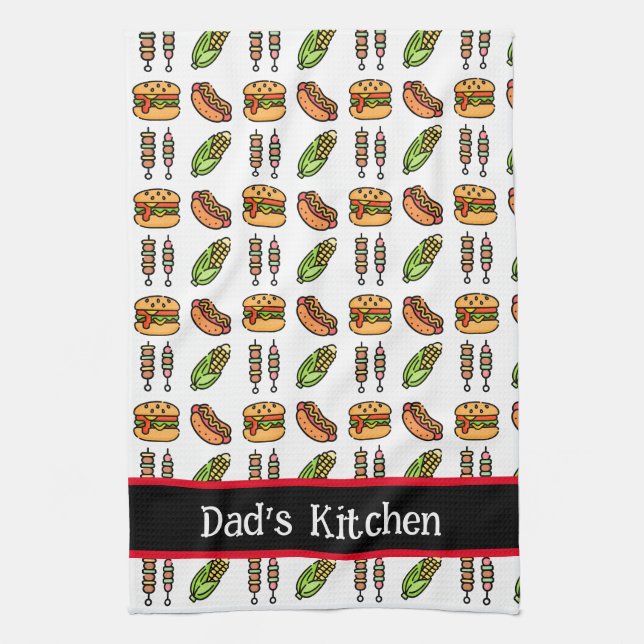 Best Dad Ever Cute Barbecue Foods Kitchen Towel (Vertical)