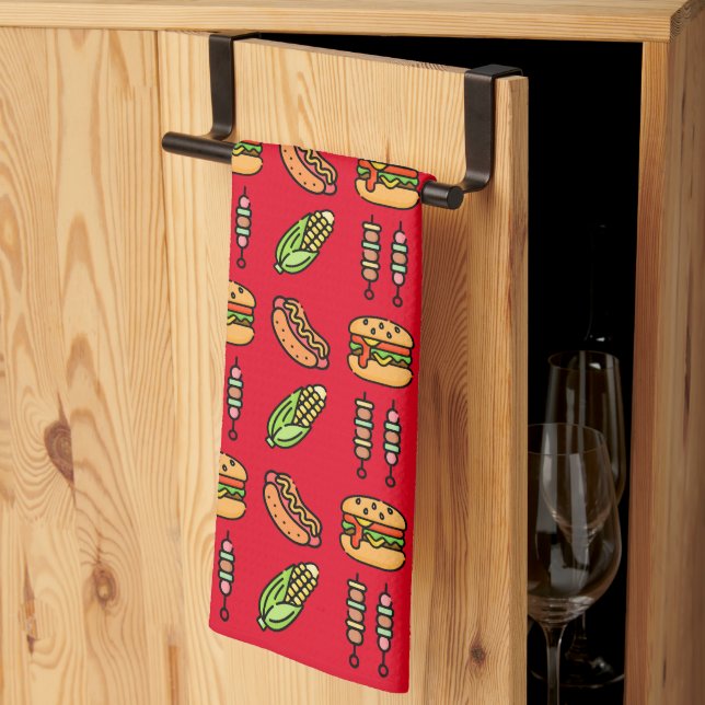 Best Dad Ever Cute Barbecue Foods Kitchen Towel (Thirds Fold)