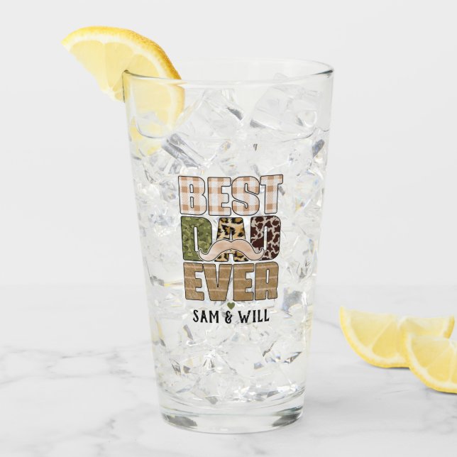 Best Dad Ever | Cute | Checkered Pattern Glass (Front Ice)