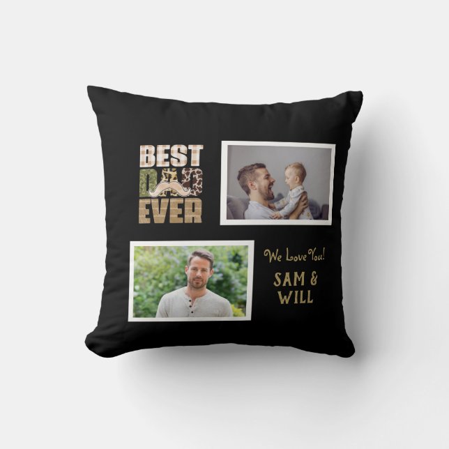 Best Dad Ever | Cute | Checkered Pattern Throw Pil Pillow (Front)