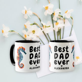 Best Dad Ever Cute Colorful Seahorse Father's Day