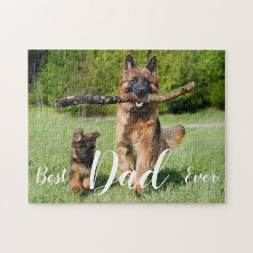 Best Dad Ever Cute Dog Pet Photo Fathers Day Jigsaw Puzzle
