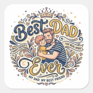 Best Dad Ever Cute Family Love Sticker   Father’s 