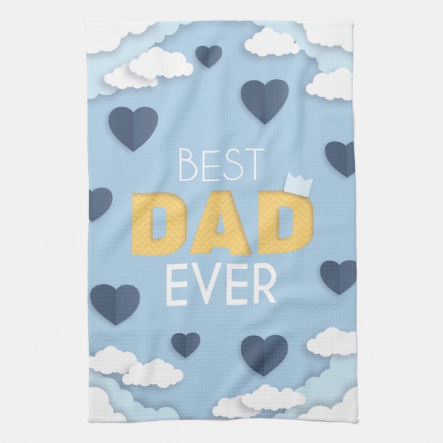 Best Dad Ever Cute Father's Day Kitchen Towel (Vertical)