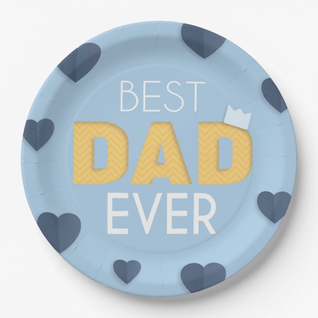 Best Dad Ever Cute Father's Day  Paper Plates (Front)