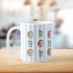 Best Dad Ever Cute Stripes Baby Face Photo Coffee Mug