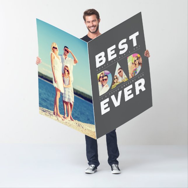 Best Dad Ever Cutout 5 Photo Happy Father's Day Card (In Situ)