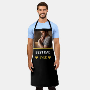 Best Dad Ever Dad And Baby Photo Gold Father's day Apron