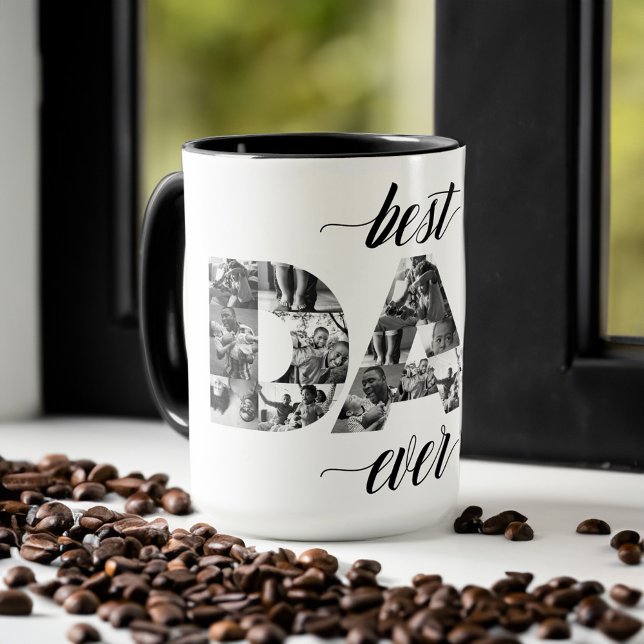 Best Dad Ever DAD black & White Photo Collage Mug (Best Dad Ever DAD black & White Photo Collage Mug)